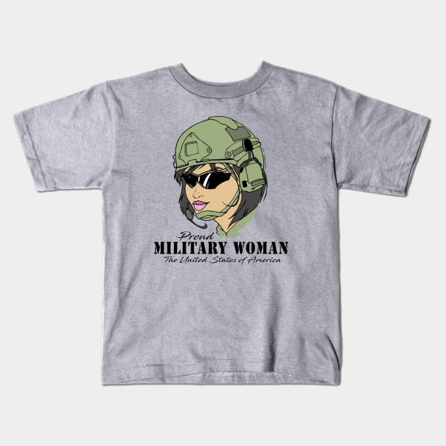 Proud Military Woman  V3  (light tees) Kids T-Shirt by Illustratorator